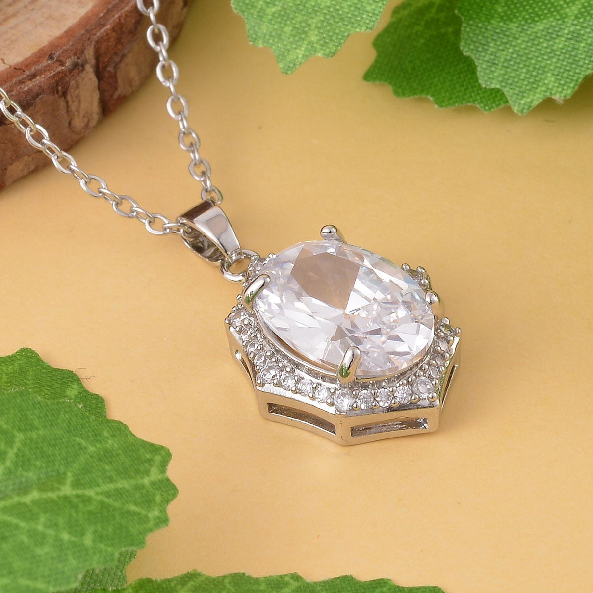 Simulated Diamond Pendant with Chain (Size 22 inch Including Extender) in Silver Tone 4122231 2