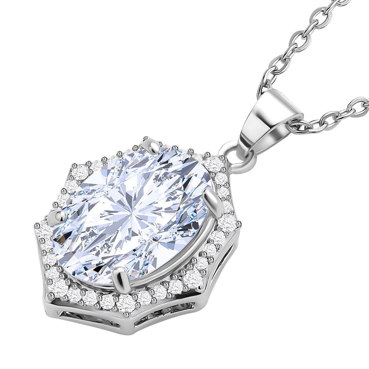 Simulated Diamond Pendant with Chain (Size 22 inch Including Extender) in Silver Tone 4122231 3