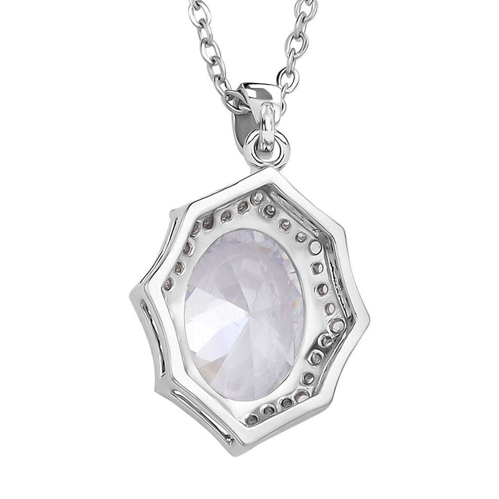 Simulated Diamond Pendant with Chain (Size 22 inch Including Extender) in Silver Tone