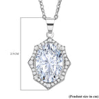 Simulated Diamond Pendant with Chain (Size 22 inch Including Extender) in Silver Tone