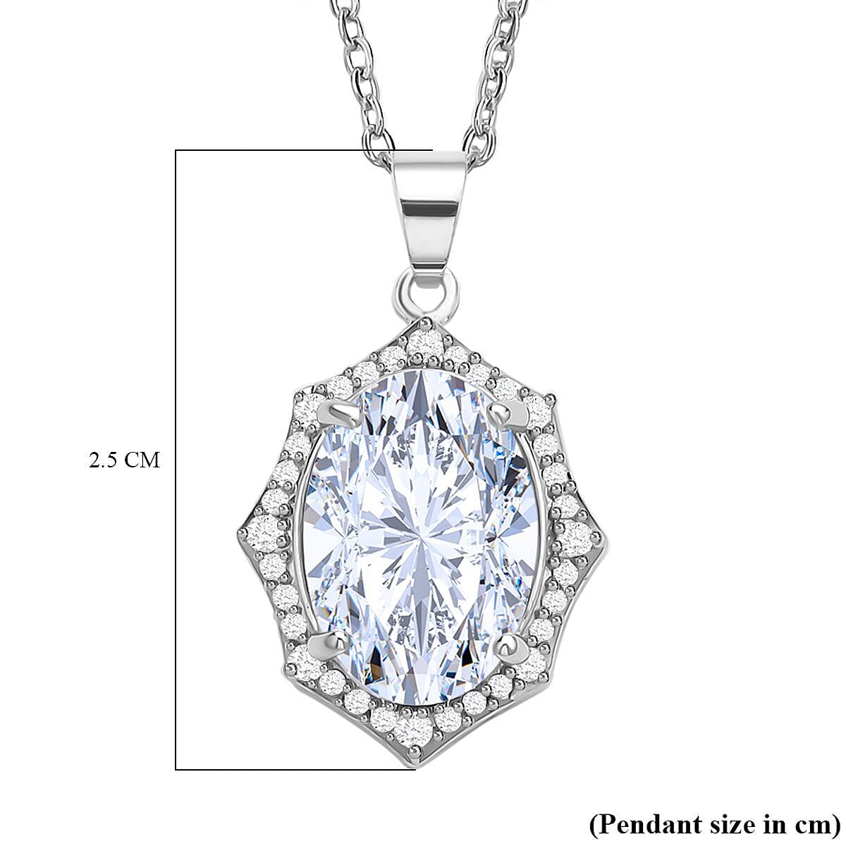 Simulated Diamond Pendant with Chain (Size 22 inch Including Extender) in Silver Tone 4122231 5