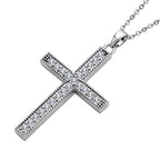 2 Piece Set - Cubic Zirconia Cross Pendant with Chain (Size - 19.5-2 Inch Ext.) and Earrings