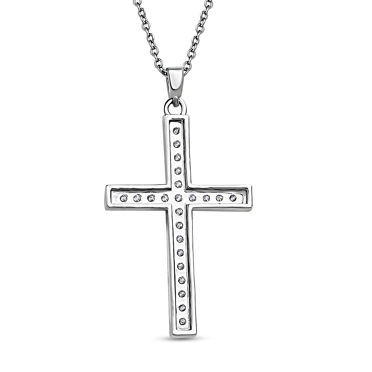 2 Piece Set - Cubic Zirconia Cross Pendant with Chain (Size - 19.5-2 Inch Ext.) and Earrings 4121995 4