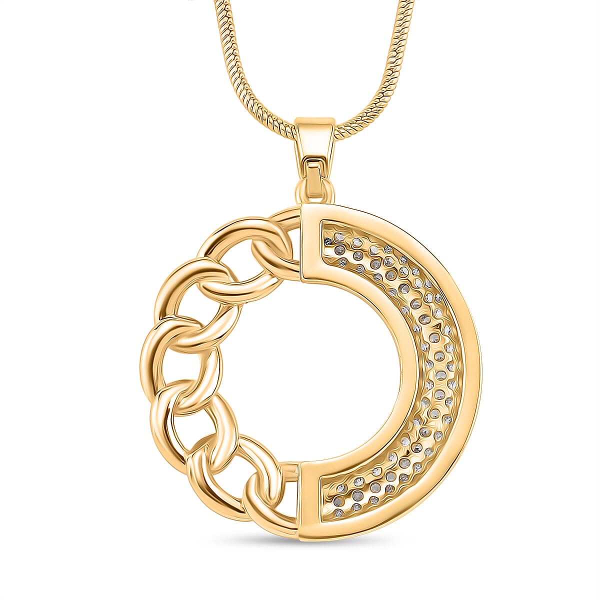 Cloeout Deal - White Cubic Zirconia Curb Pendant with Chain (Size - 20 - 2 Ext) 4388916 4