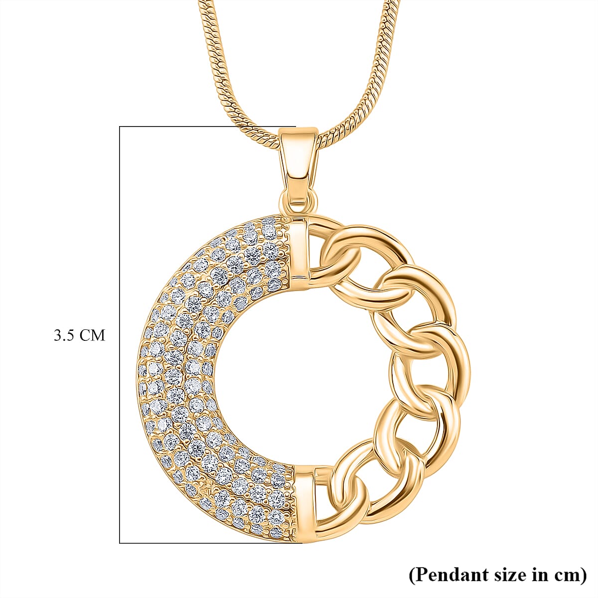 Cloeout Deal - White Cubic Zirconia Curb Pendant with Chain (Size - 20 - 2 Ext) 4388916 6