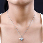 Zirconia Heart Pendant with Chain (Size 20) in Platinum Overlay Sterling Silver