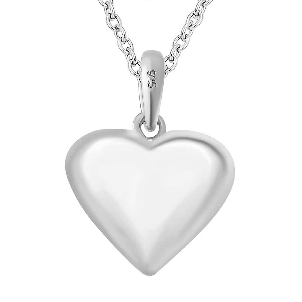 Zirconia Heart Pendant with Chain (Size 20) in Platinum Overlay Sterling Silver