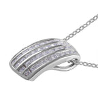 Lustro Stella - Cubic Zirconia Pendant with Chain (Size 20) in Rhodium Overlay Sterling Silver