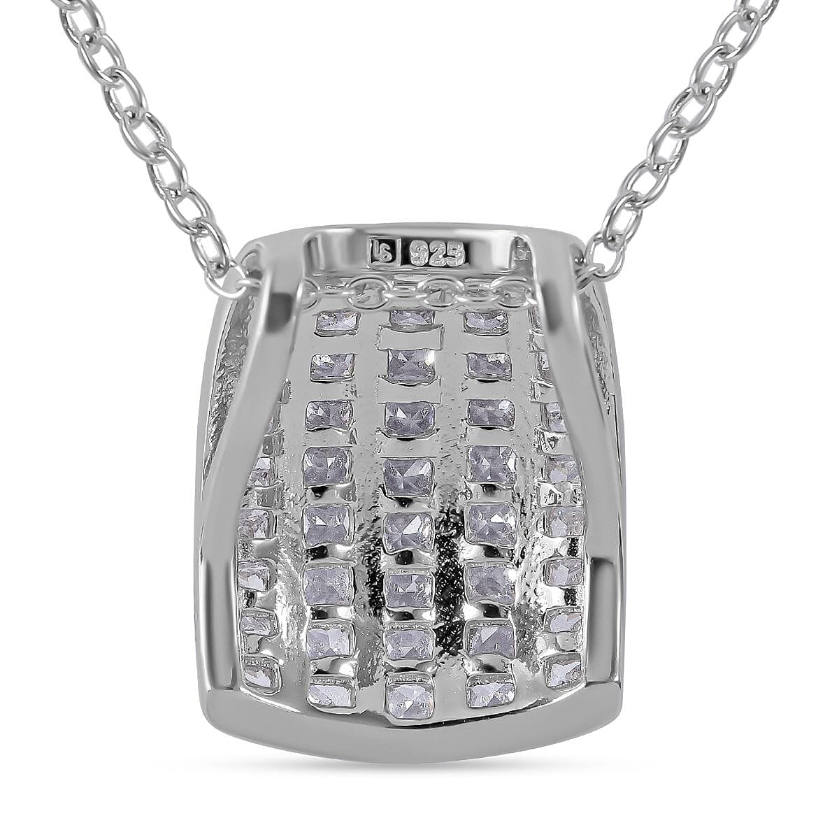 Lustro Stella - Cubic Zirconia Pendant with Chain (Size 20) in Rhodium Overlay Sterling Silver 4249597 5