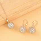 2 Piece Set - Simulated Diamond Cluster Pendant with Chain (Size 20 - 2) and Drop Earrings in Yellow Gold Tone