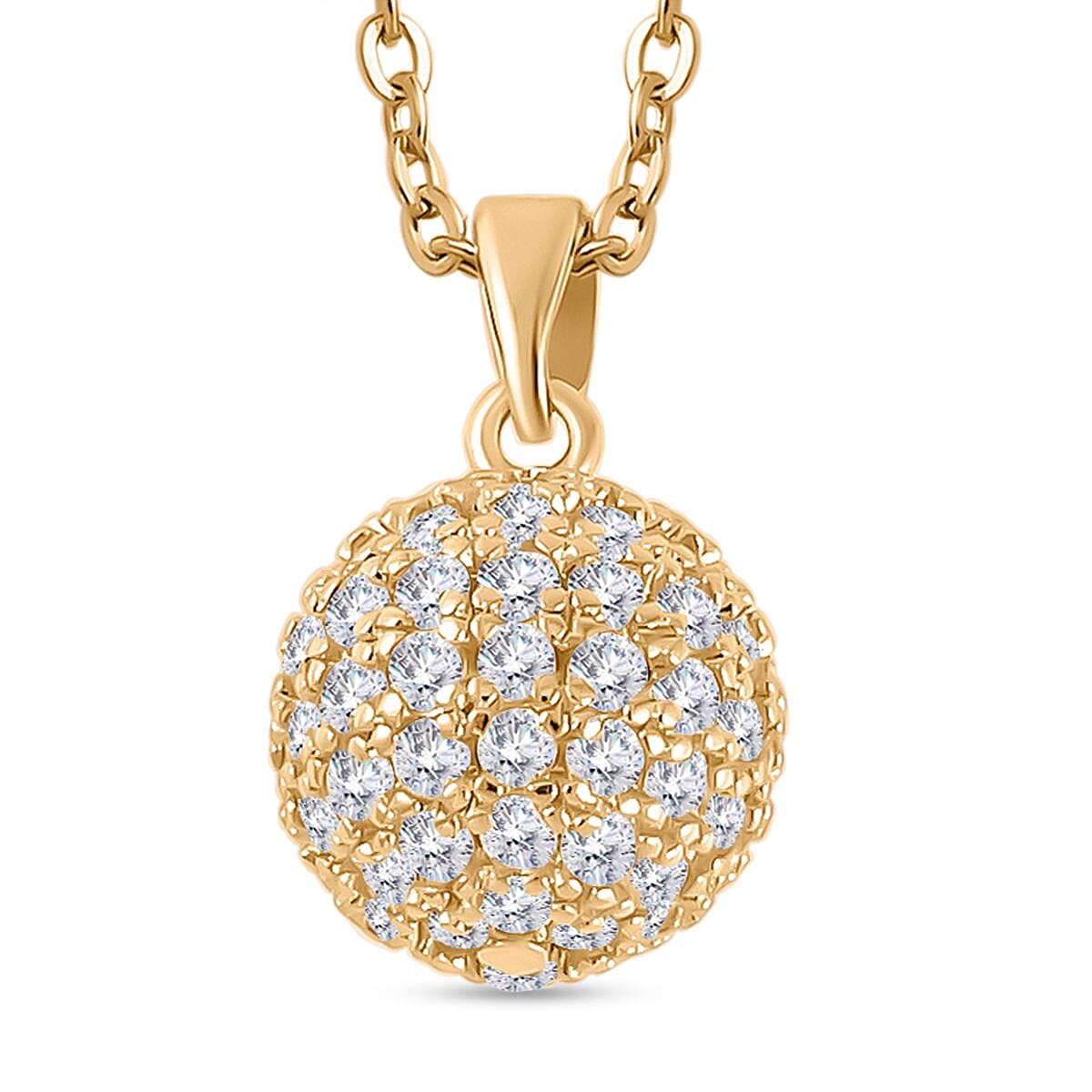 2 Piece Set - Simulated Diamond Cluster Pendant with Chain (Size 20 - 2) and Drop Earrings in Yellow Gold Tone 4142522 2