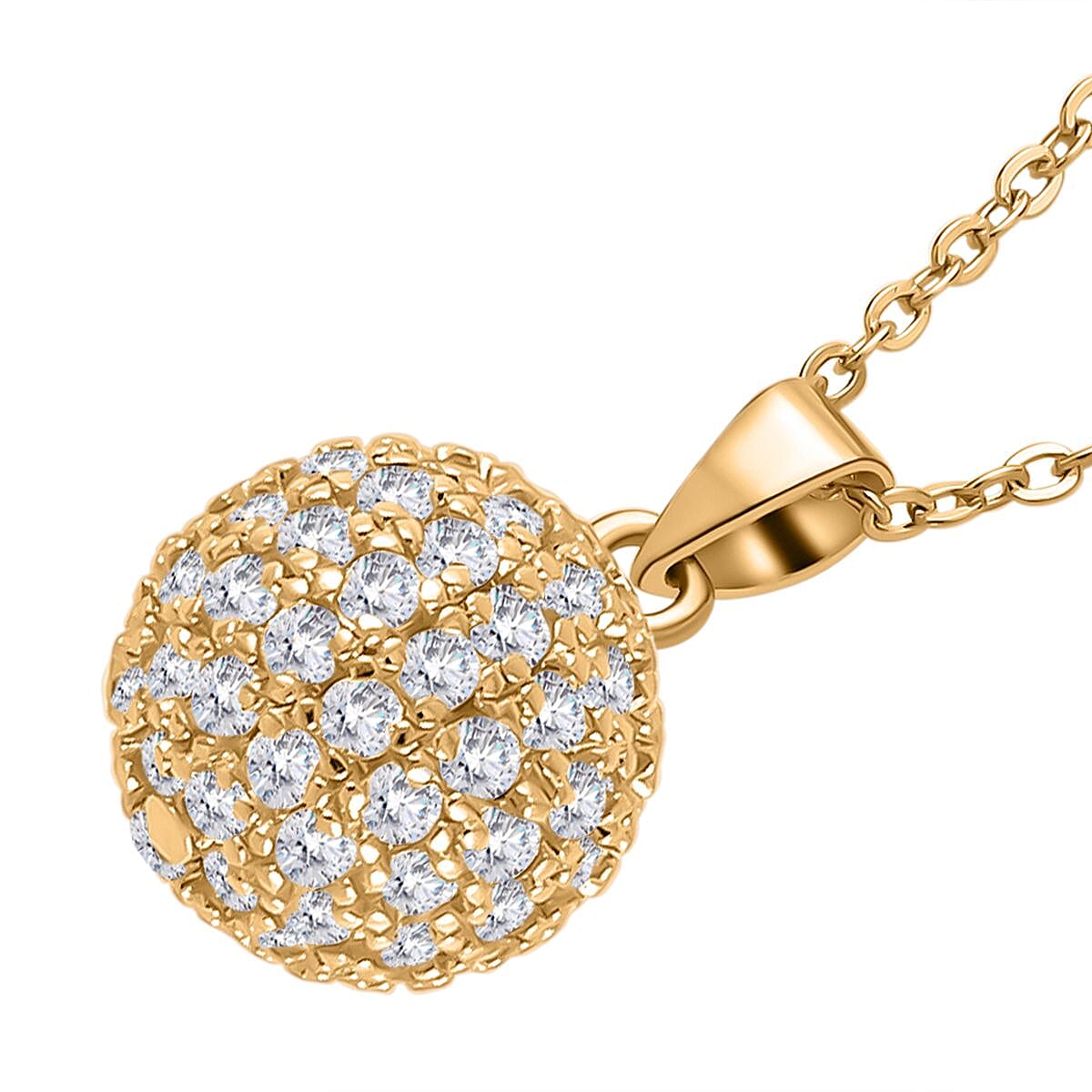 2 Piece Set - Simulated Diamond Cluster Pendant with Chain (Size 20 - 2) and Drop Earrings in Yellow Gold Tone 4142522 3