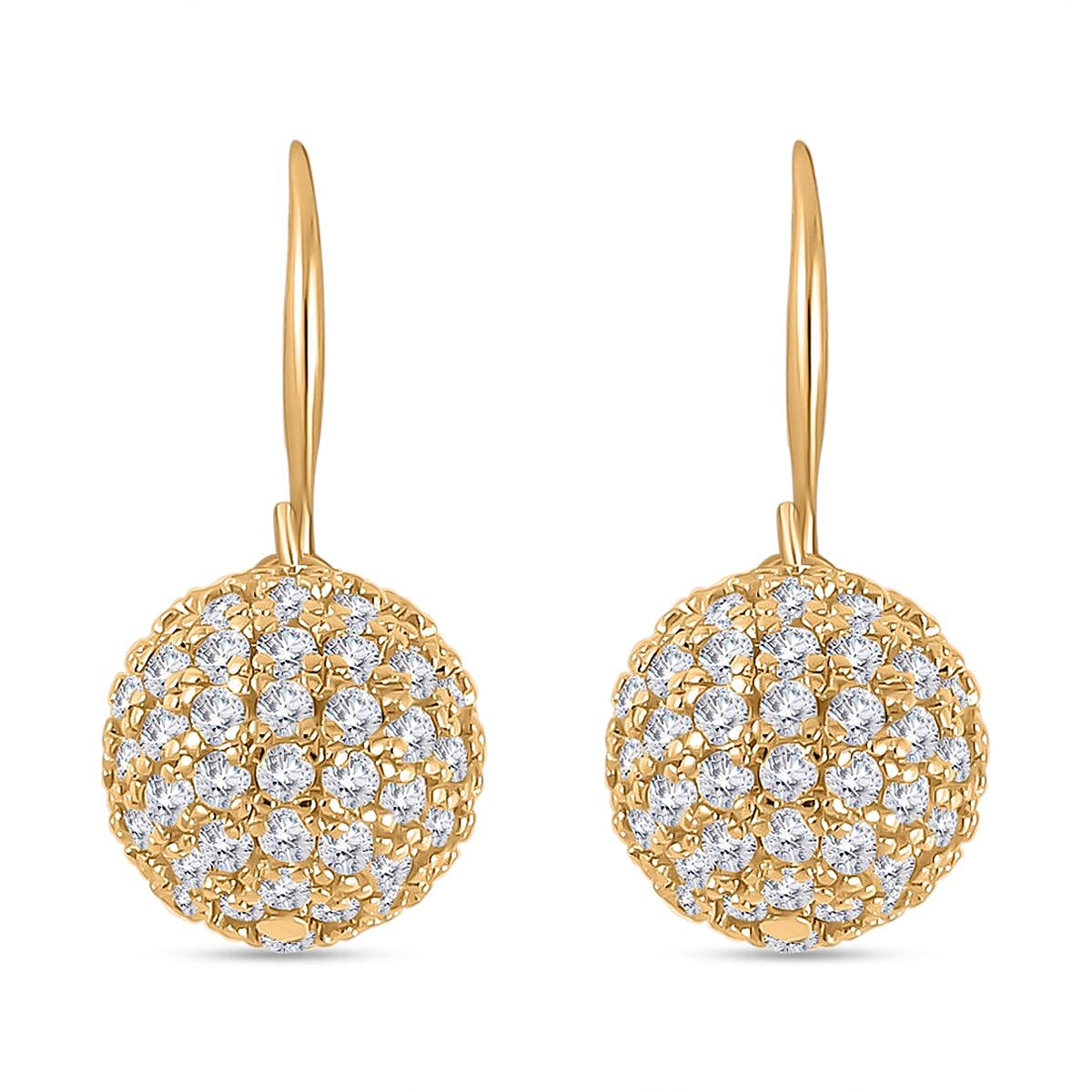 2 Piece Set - Simulated Diamond Cluster Pendant with Chain (Size 20 - 2) and Drop Earrings in Yellow Gold Tone 4142522 5