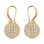 2 Piece Set - Simulated Diamond Cluster Pendant with Chain (Size 20 - 2) and Drop Earrings in Yellow Gold Tone