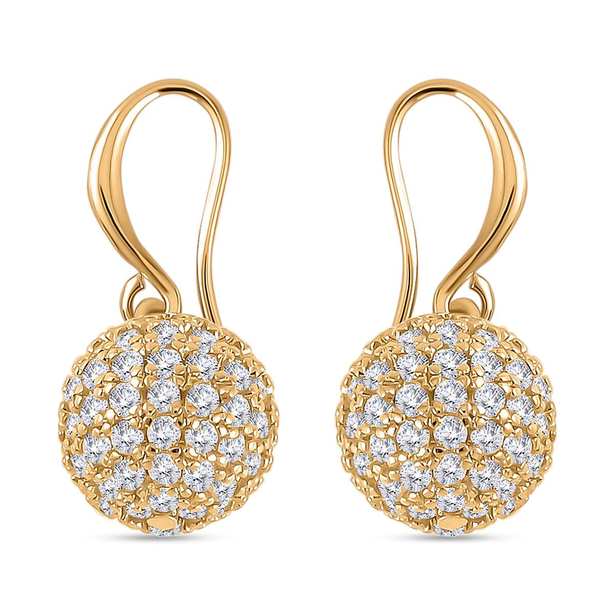 2 Piece Set - Simulated Diamond Cluster Pendant with Chain (Size 20 - 2) and Drop Earrings in Yellow Gold Tone 4142522 6