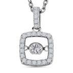 Simulated Diamond Rhodium Overlay Sterling Silver Pendant with Chain (Size-20)