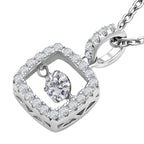 Simulated Diamond Rhodium Overlay Sterling Silver Pendant with Chain (Size-20)