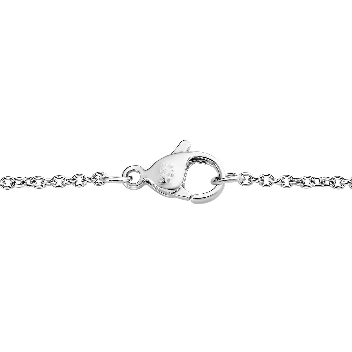 Simulated Diamond Rhodium Overlay Sterling Silver Pendant with Chain (Size-20) 4122180 4