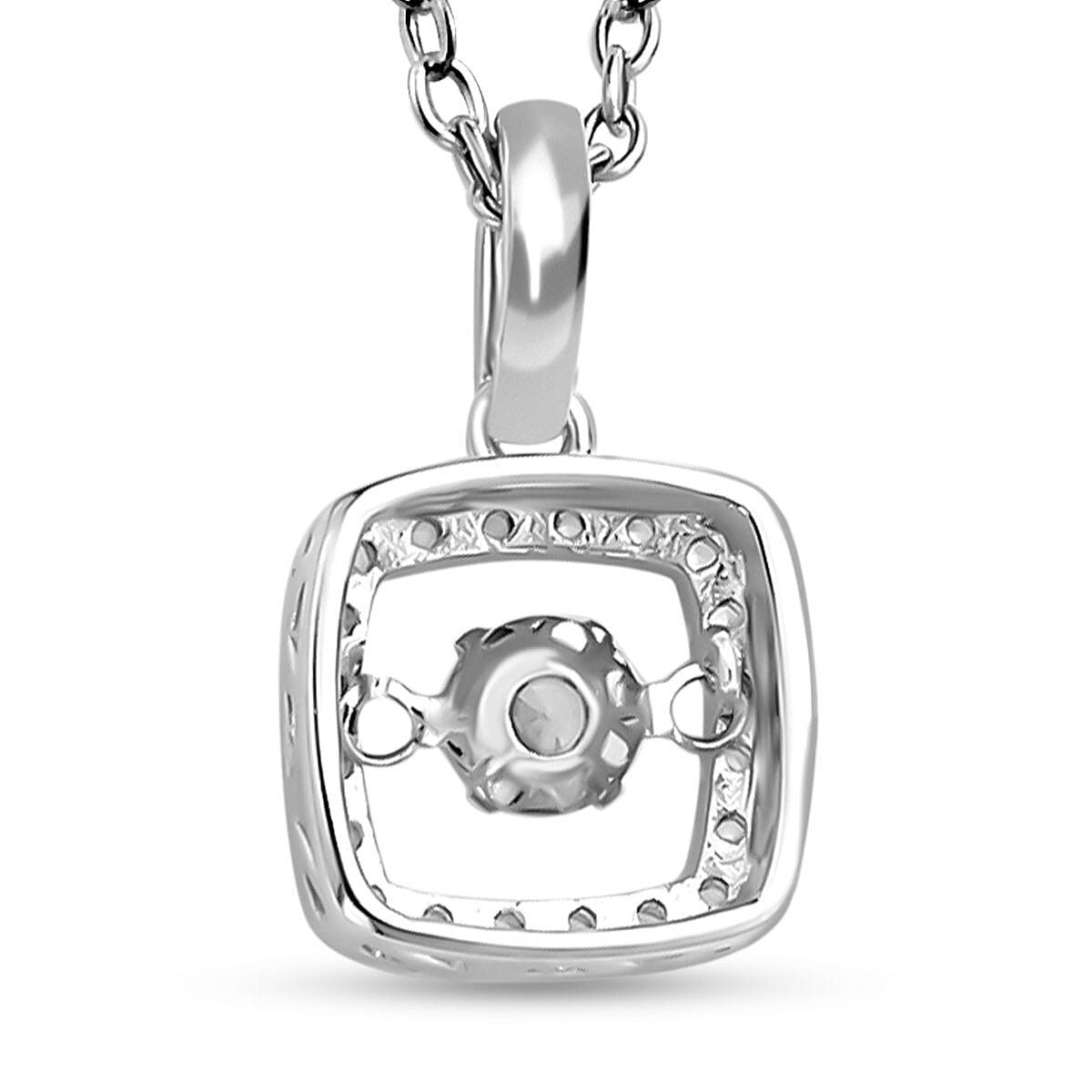Simulated Diamond Rhodium Overlay Sterling Silver Pendant with Chain (Size-20) 4122180 5
