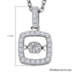 Simulated Diamond Rhodium Overlay Sterling Silver Pendant with Chain (Size-20)