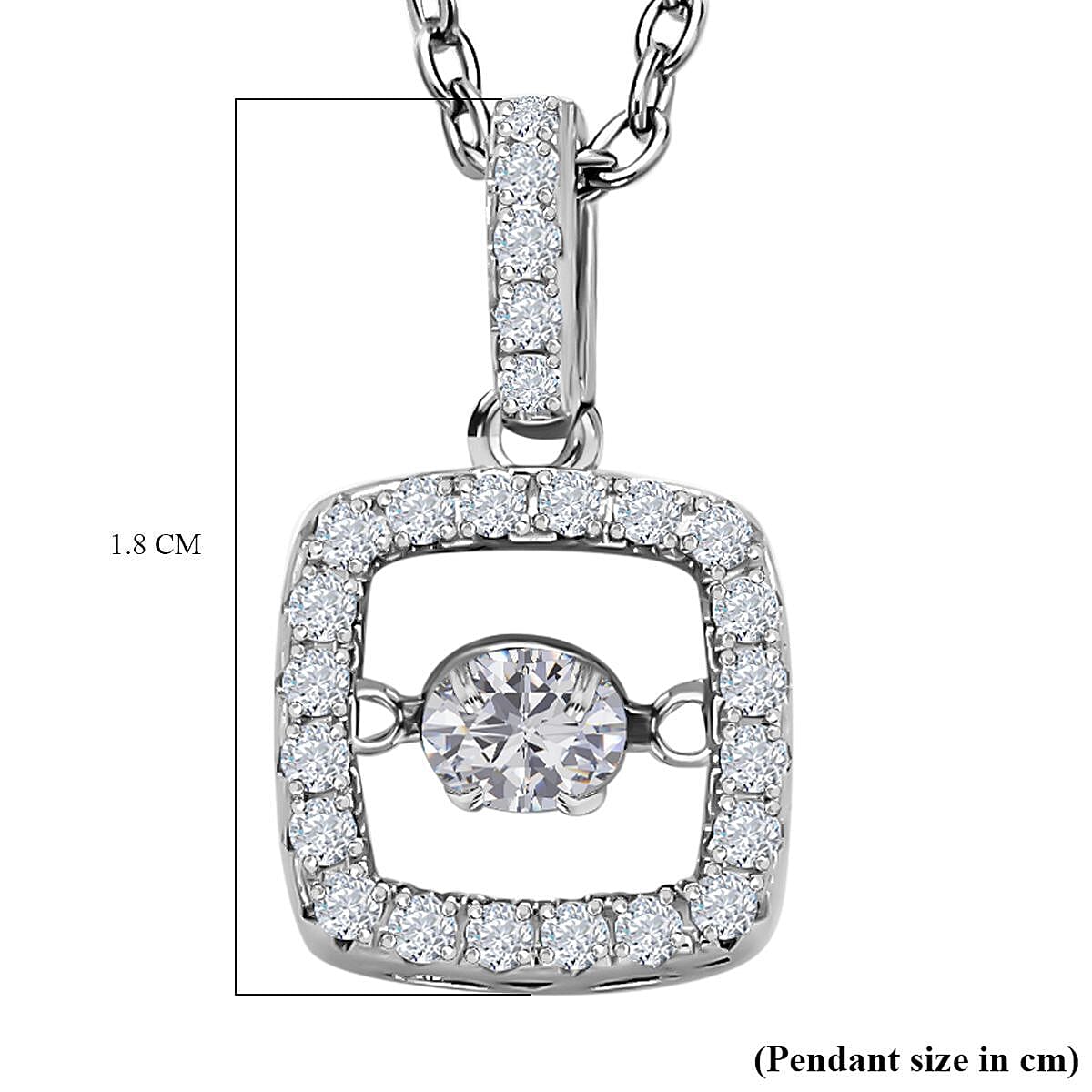 Simulated Diamond Rhodium Overlay Sterling Silver Pendant with Chain (Size-20) 4122180 6