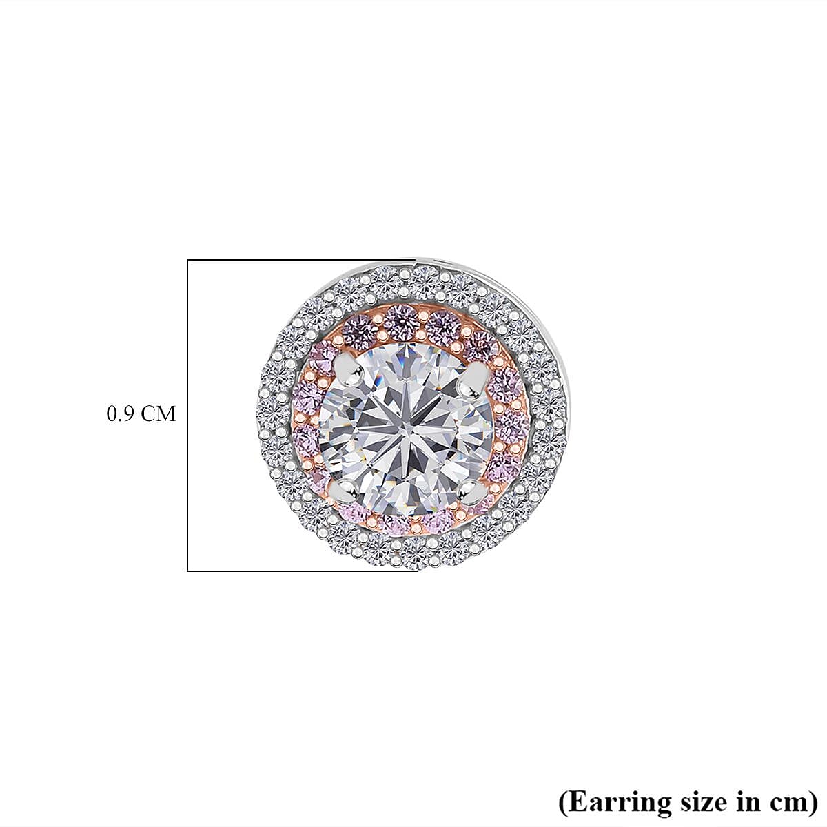 White Cubic Zirconia, Pink Cubic Zirconia Double Halo Earrings in Rhodium Overlay Sterling Silver 1.70 ct. 7982120 5