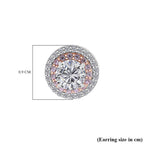 NY Closeout - White Cubic Zirconia, Pink Cubic Zirconia Earrings With Push Back in Rhodium & Rose Gold Overlay Sterling Silver 1.70 Ct.