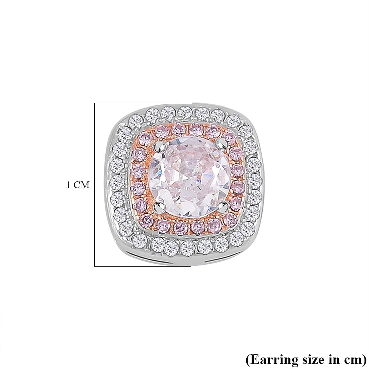 White Cubic Zirconia, Pink Cubic Zirconia Double Halo Earrings in Sterling Silver 2.260  Ct. 7721165 6