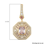 The Art Deco Collection - White Cubic Zirconia & Pink Cubic Zirconia Art Deco Geometric Halo Drop Earrings with Push Backs in Yellow Gold Colour Plating 2.40 Ct.