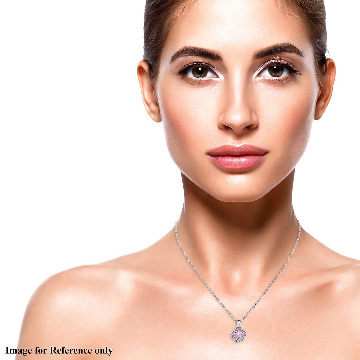 Simulated Diamond and Simulated Pink Sapphire Pendant with Chain (Size 19 With 2 Inch Extender) in Silver Tone 4122223 2