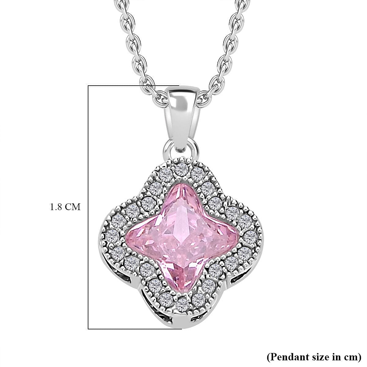 Simulated Diamond and Simulated Pink Sapphire Pendant with Chain (Size 19 With 2 Inch Extender) in Silver Tone 4122223 6