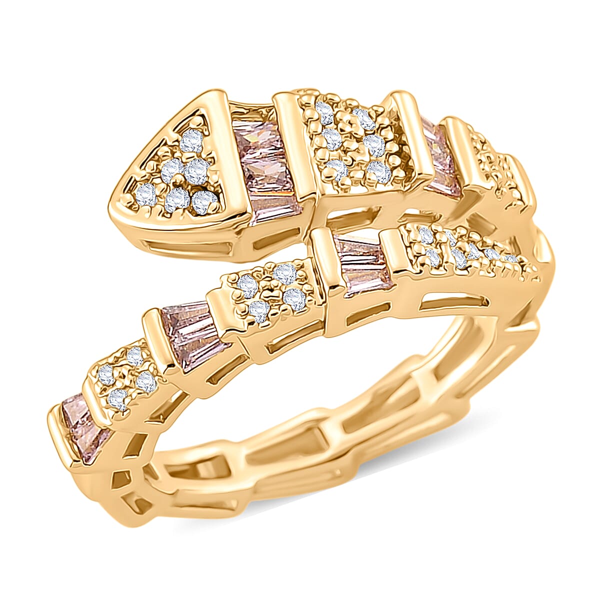 White Cubic Zirconia &amp; Pink Cubic Zirconia Serpentine Ring (Adjustable) 8282472 0