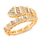 White Cubic Zirconia & Pink Cubic Zirconia Serpentine Ring (Adjustable)