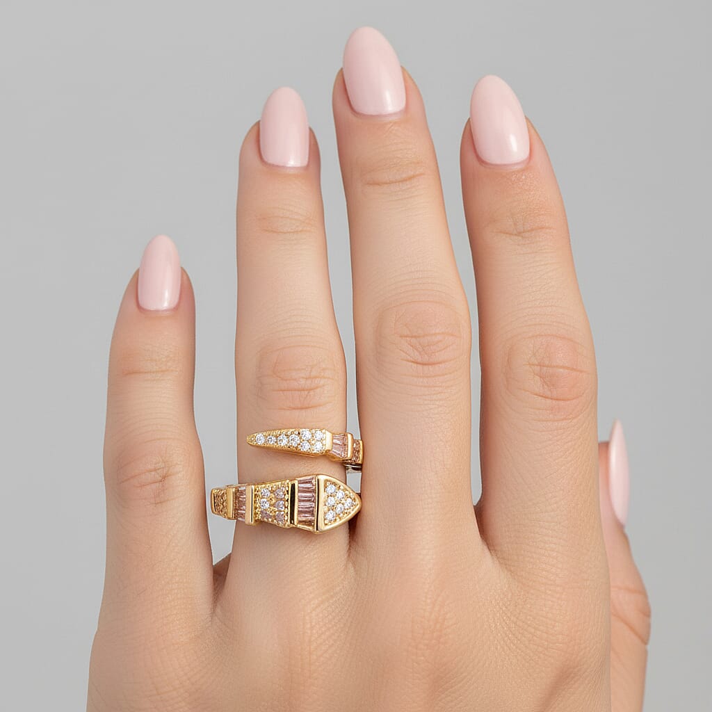 White Cubic Zirconia &amp; Pink Cubic Zirconia Serpentine Ring (Adjustable) 8282472 2