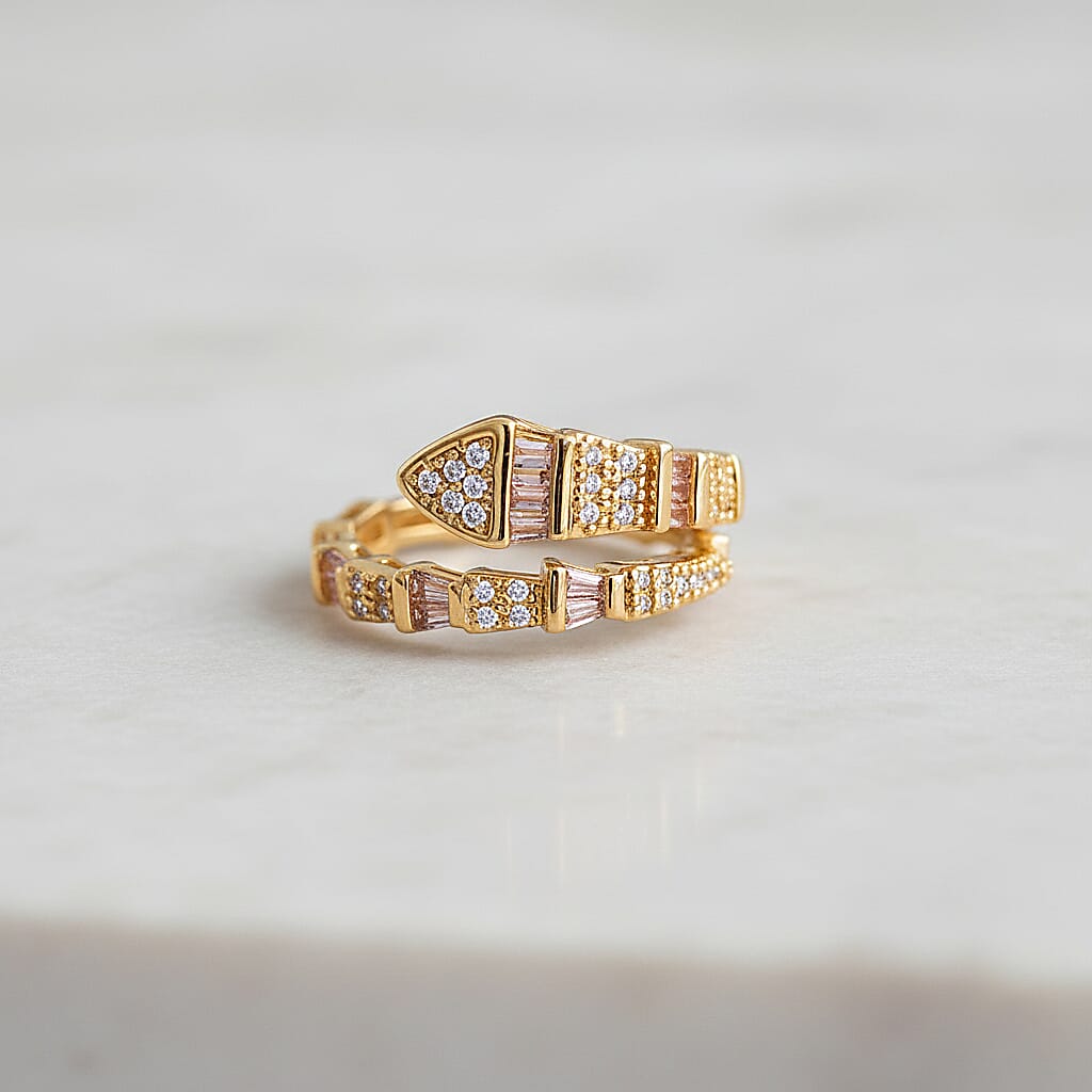 White Cubic Zirconia &amp; Pink Cubic Zirconia Serpentine Ring (Adjustable) 8282472 3