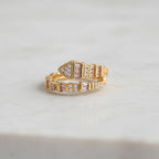 White Cubic Zirconia & Pink Cubic Zirconia Serpentine Ring (Adjustable)