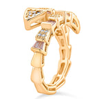 White Cubic Zirconia & Pink Cubic Zirconia Serpentine Ring (Adjustable)