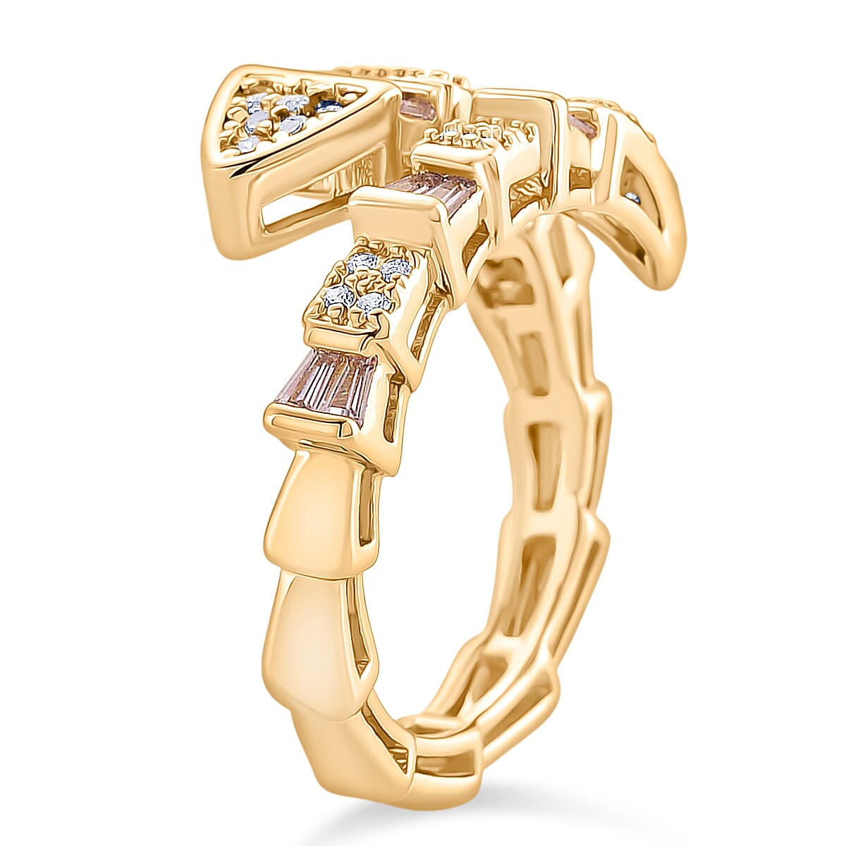 White Cubic Zirconia &amp; Pink Cubic Zirconia Serpentine Ring (Adjustable) 8282472 4