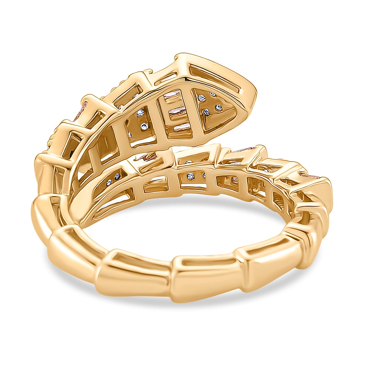 White Cubic Zirconia &amp; Pink Cubic Zirconia Serpentine Ring (Adjustable) 8282472 5