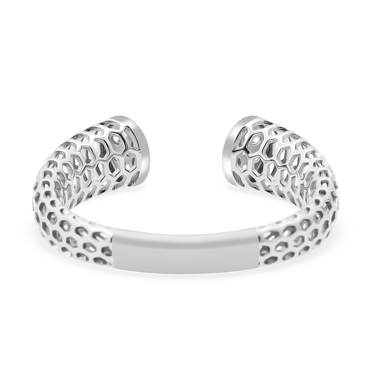 Treasure of Siam - White Cubic Zirconia Rhodium Overlay Sterling Silver Open Band Ring 8241015 4