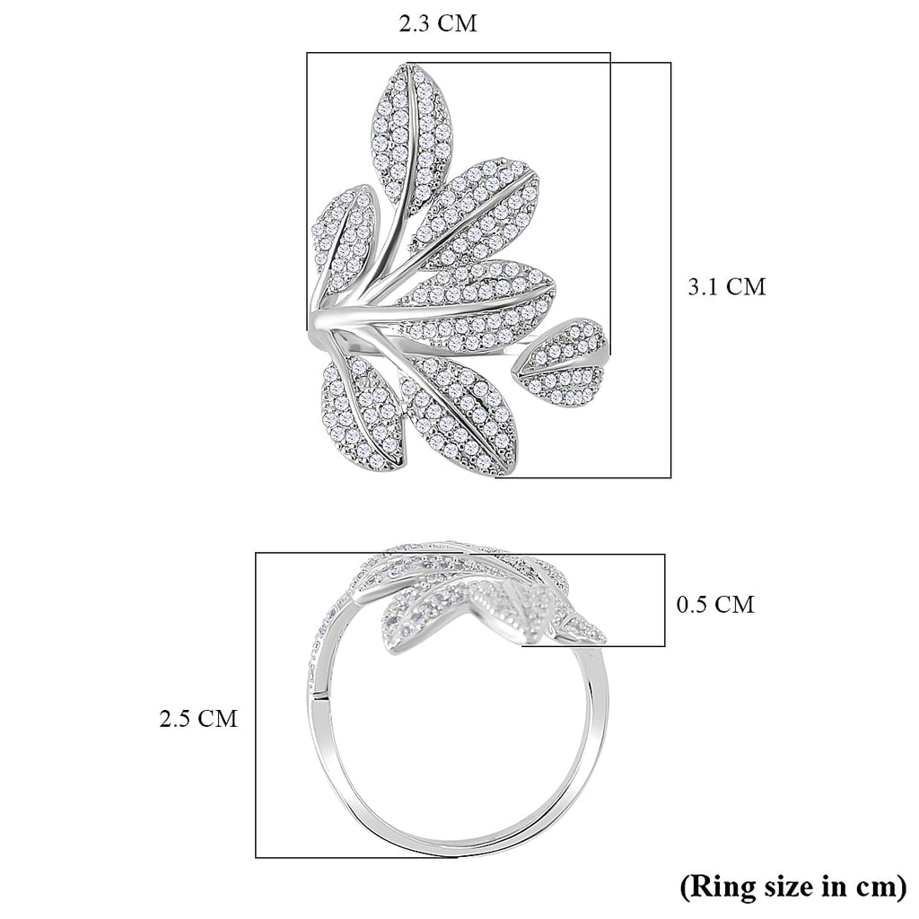 Designer Inspired - White Cubic Zirconia Adjustable Ring (Sizes R to T)