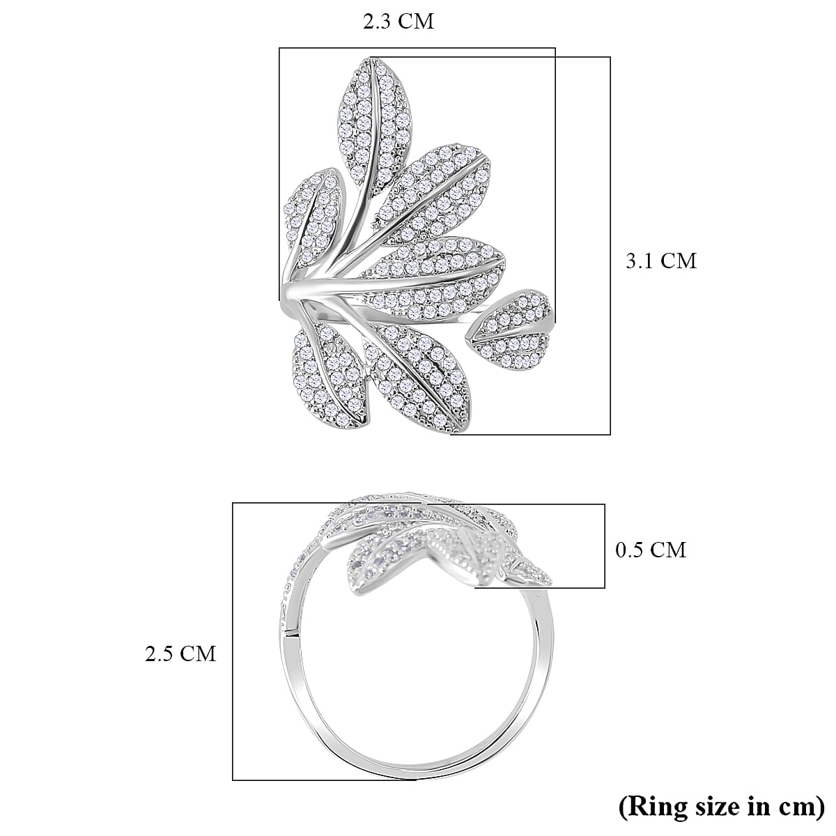Designer Inspired - White Cubic Zirconia Adjustable Ring (Sizes L to N). 7833149 5