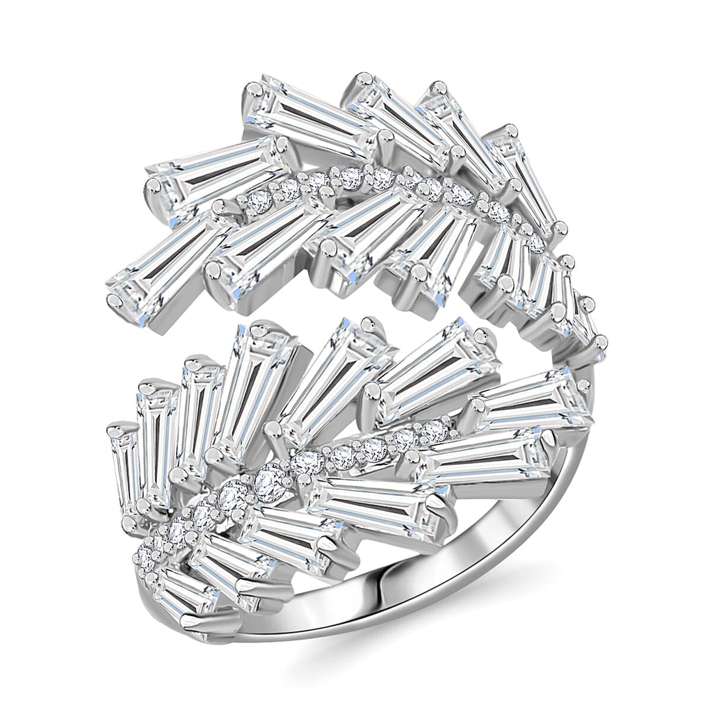 Designer Inspired - White Cubic Zirconia Adjustable Ring (Sizes R to T)