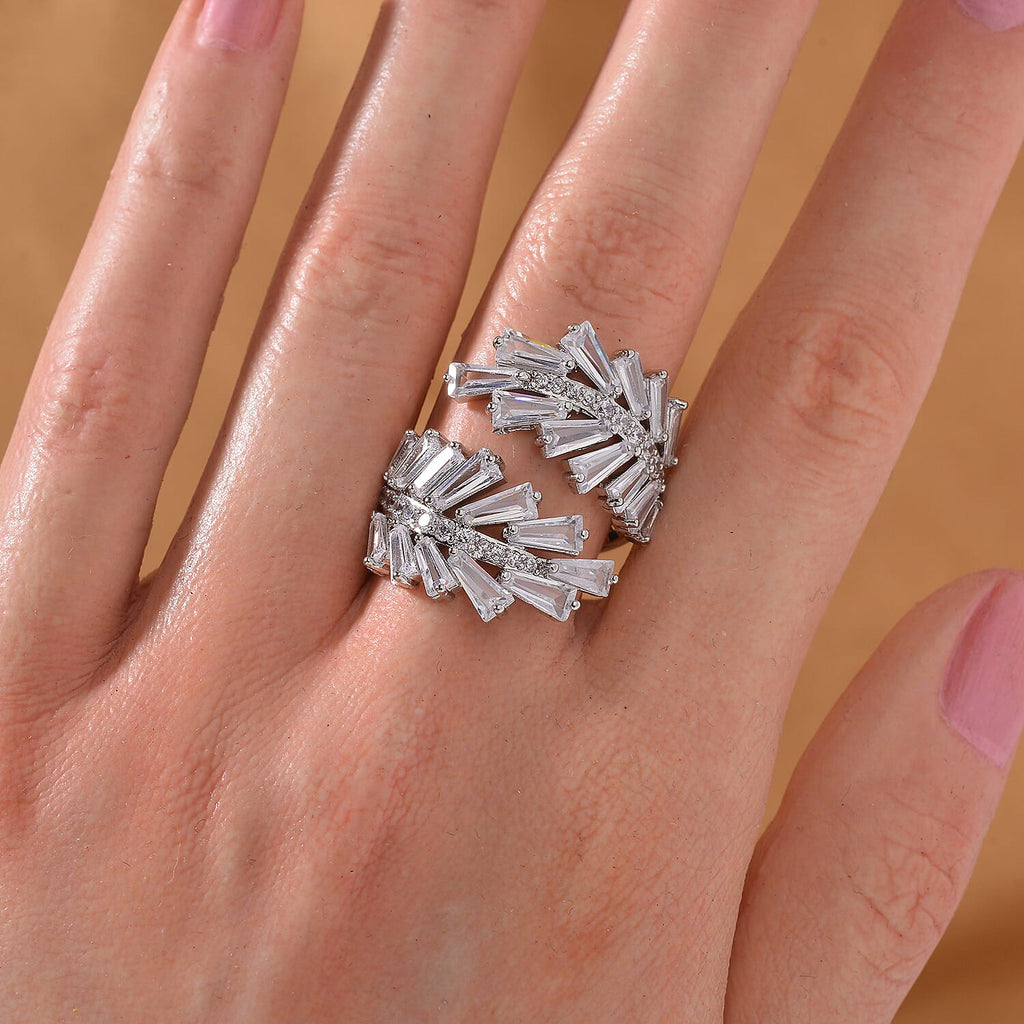 Designer Inspired - White Cubic Zirconia Adjustable Ring (Sizes R to T)