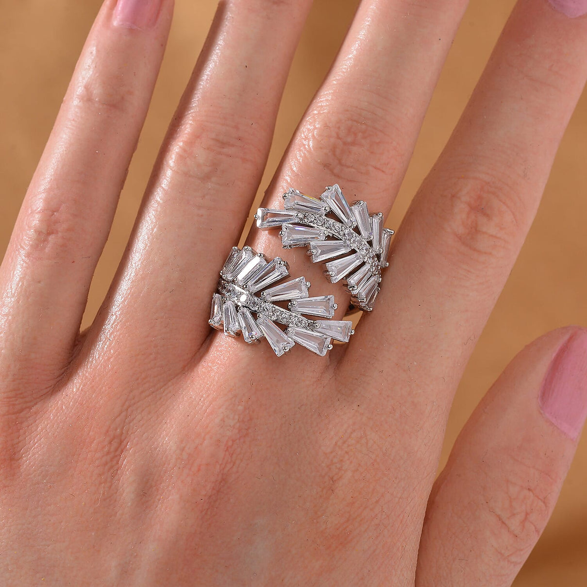 Designer Inspired - White Cubic Zirconia Adjustable Ring (Sizes L to N) 7833163 2