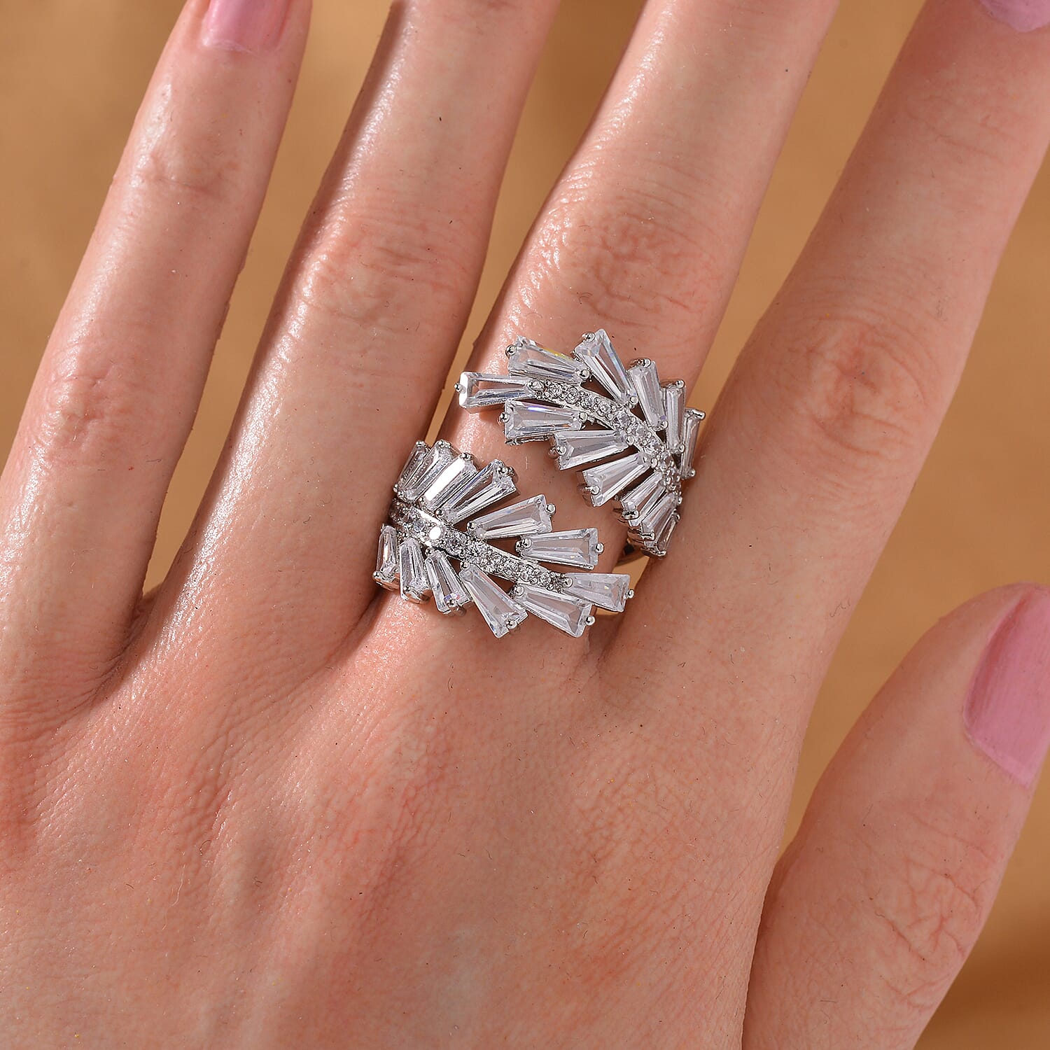 Designer Inspired - White Cubic Zirconia Adjustable Ring (Sizes L to N) 7833163 2