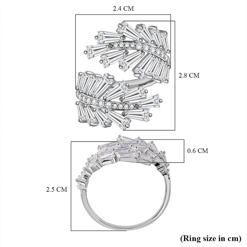 Designer Inspired - White Cubic Zirconia Adjustable Ring (Sizes R to T)