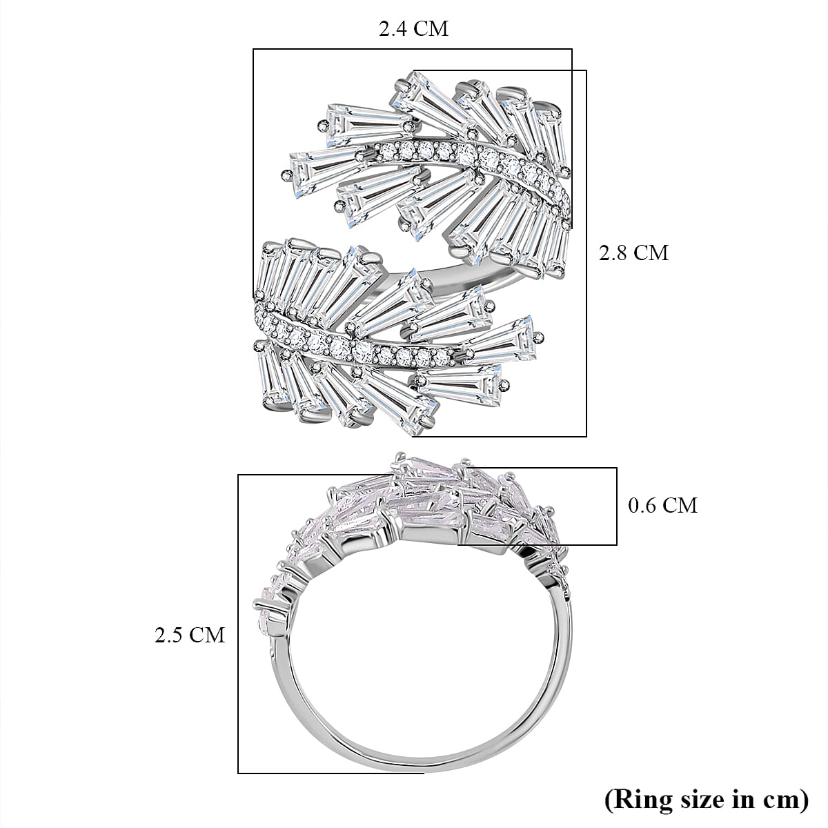 Designer Inspired - White Cubic Zirconia Adjustable Ring (Sizes L to N) 7833163 5