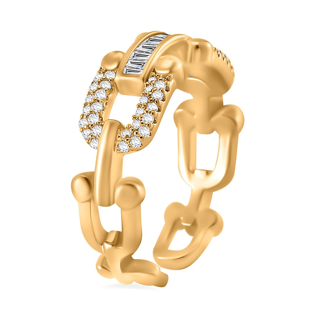 Designer Inspired -White Cubic Zirconia Adjustable Ring ( Sizes O to R )