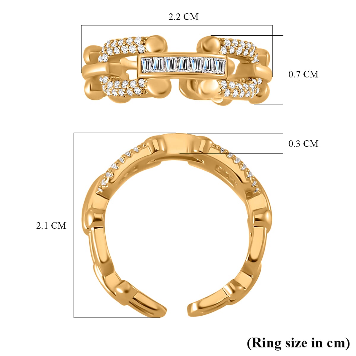 Designer Inspired - White Cubic Zirconia Adjustable Ring (Sizes R to T ) 7833159 5